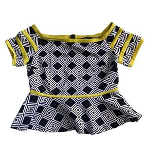 Ashley Stewart Black and White Peplum Blouse